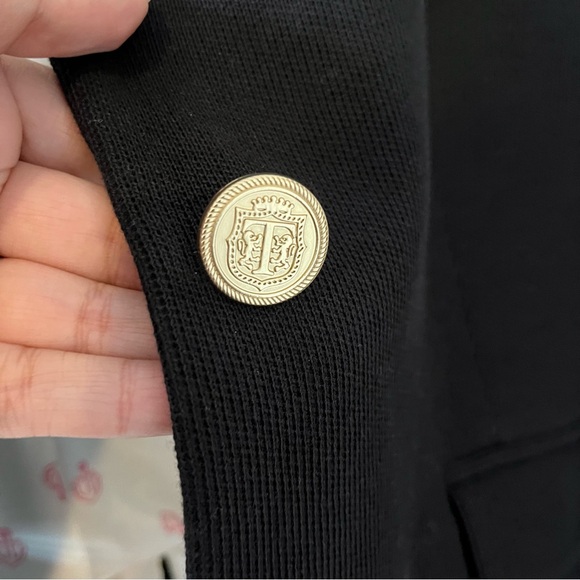 Talbots Black Cotton Blazer Gold Buttons - Picture 7 of 10